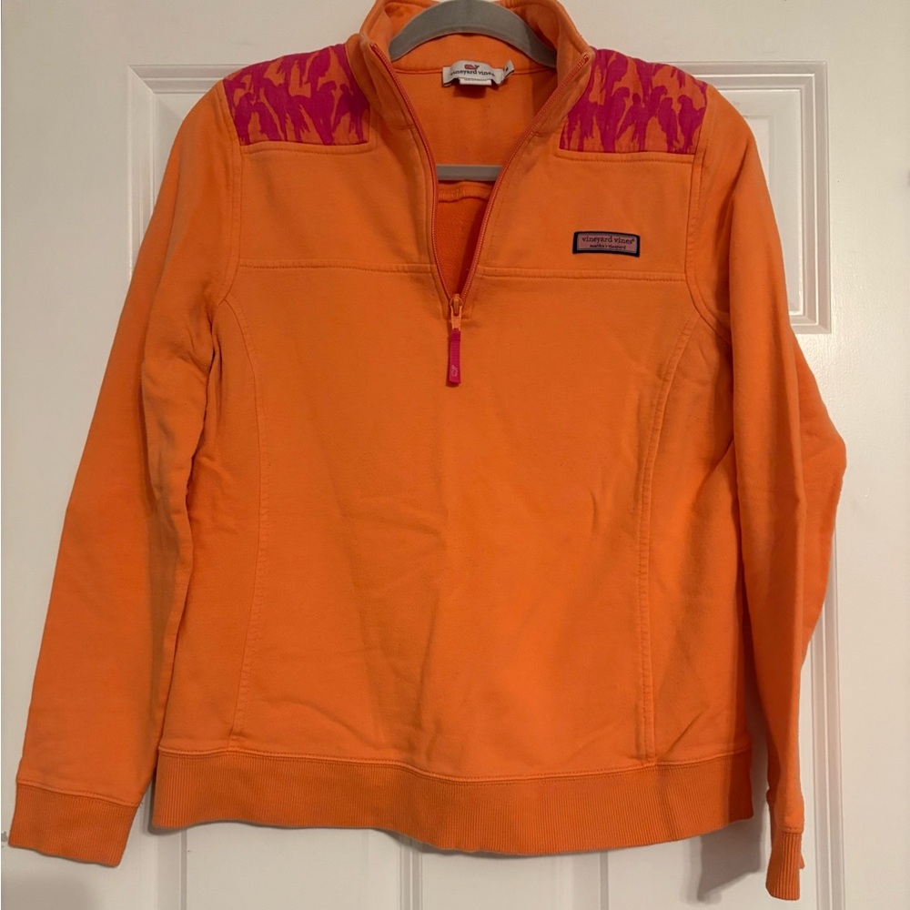 Vineyard Vines Orange and Pink Cowl Neck Sweater